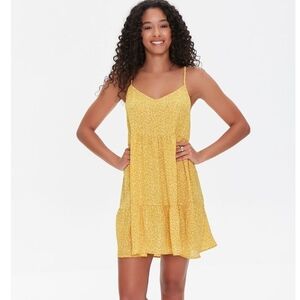 Forever 21 yellow Light weight casual floral printed relaxed fit dress S…
